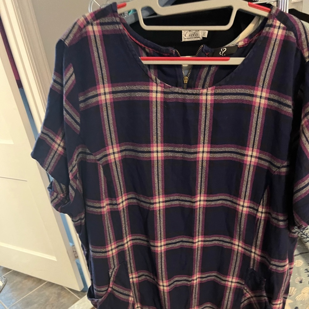 Purple plaid tunic from Evans (UK)